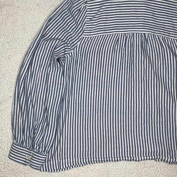 Madewell Puff-Sleeve Popover Railroad Stripe Shirt: Size Large - Picture 7 of 11